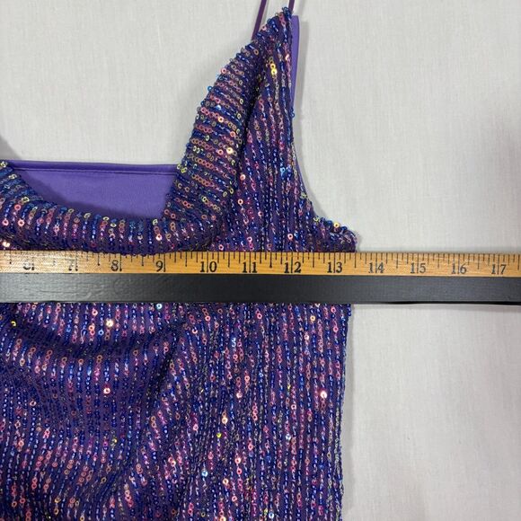 Shein Sequin Cowl Neck Spaghetti Strap Dress Womens S Lavender Glam Retro NWOT - Picture 4 of 9